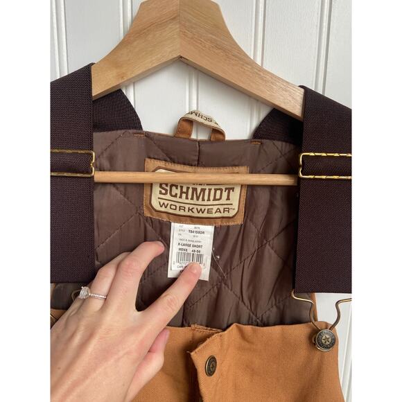 CE Schmidt Overalls Mens X-Large Short Insulated Bibs Workwear BrownZip-up Sides - Picture 5 of 8